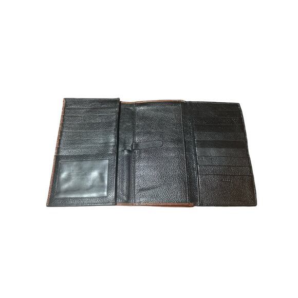 Vintage Bally wallet with multiple card slots black with brown trim Leather rare - Picture 8 of 16